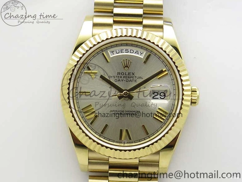 MiroTime 0220 Day-Date 40mm 228239 BP New Dial Version 904 YG Silver Roman Markers Dial on SS President Bracelet A Popular 2806